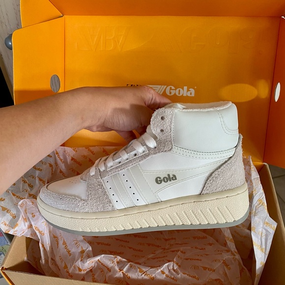 Zara x Gola Collaboration High Top Sneakers - Towel Interior, Leather Size US 6 - Picture 8 of 14